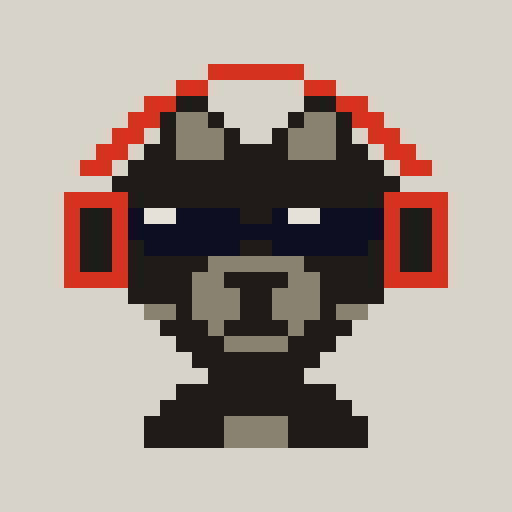 Lupa, a pixel wolf in sunglasses and headphones